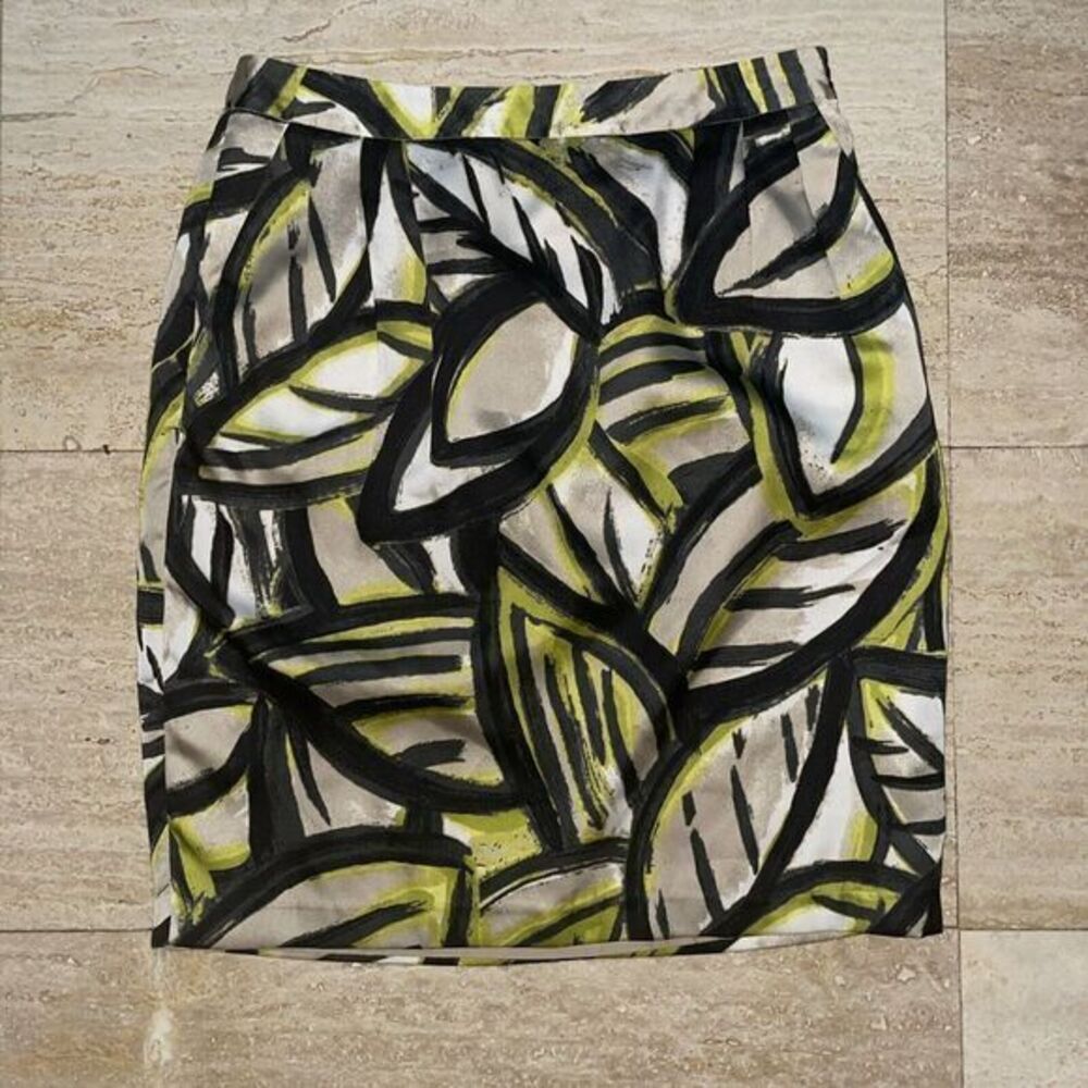 212 Collection Women's Skirt Size 8 Bold Black Yellow Lined 2‎ Side Pockets